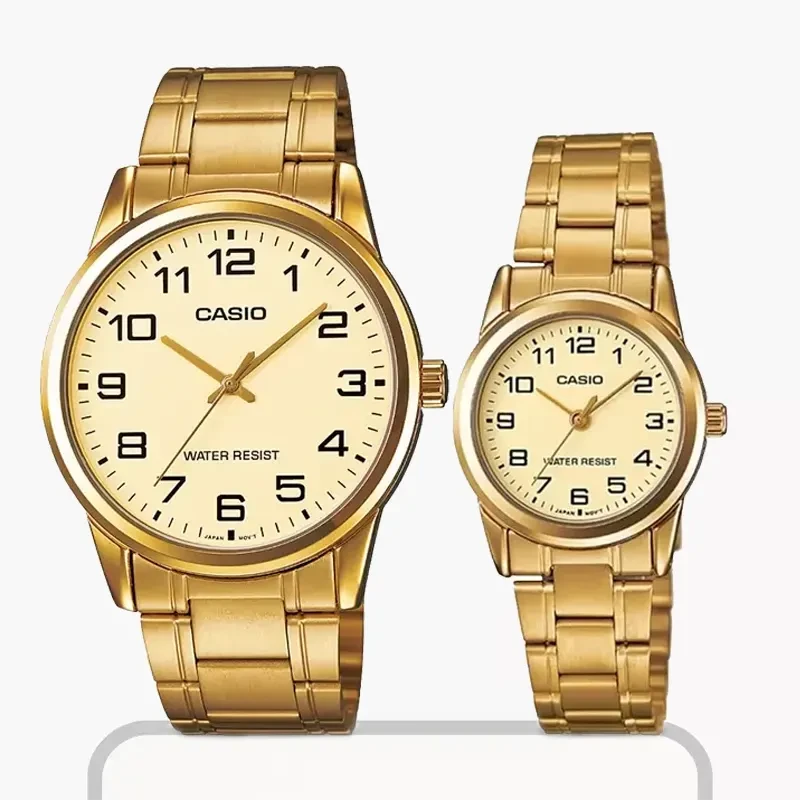 Casio Gold-tone Couple Watch- MTP/LTP-V001G-9B